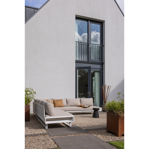 WOOOD tuinhoekbank Flint - Aluminium - All Wheather - Wit/Naturel - 80x308x308 - vtwonen shop
