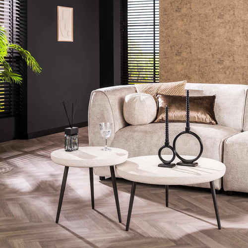 Giga Meubel Salontafel Flat - Marmer Composiet - Set van 2 - 70x70x35cm