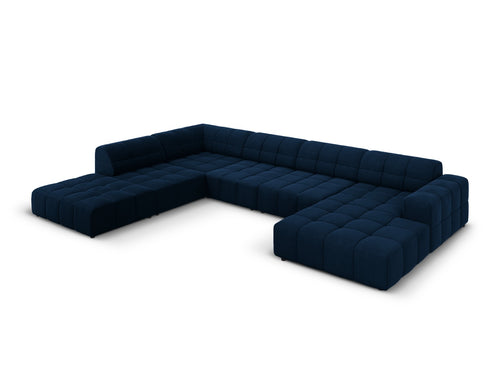 Cosmopolitan Design Panoramische hoekbank links Chicago 7-zits, flueel koningsblauw - 263x375x78cm
