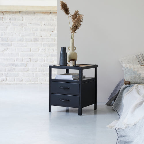 Nachtkastje met 1 deur - Nachtkastje met verstelbare plank - zwart - voor slaapkamer Nachtkastje met 1 deur - Nachtkastje met verstelbare plank - zwart - voor slaapkamer