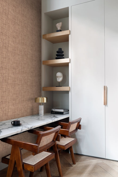 Origin Wallcoverings behang geweven linnenstructuur bruin - 50 x 900 cm - 348052