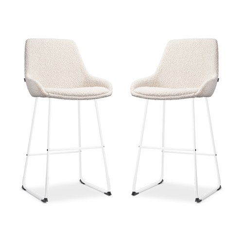 Nolon Nino-Isa Barkrukken Set van 2 - Bouclé Beige - Wit - 75 cm - vtwonen shop
