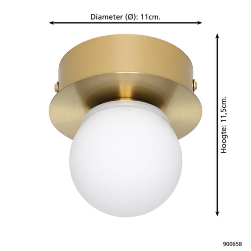 EGLO plafondlamp Mosiano - led - ø 11 cm - goud/wit