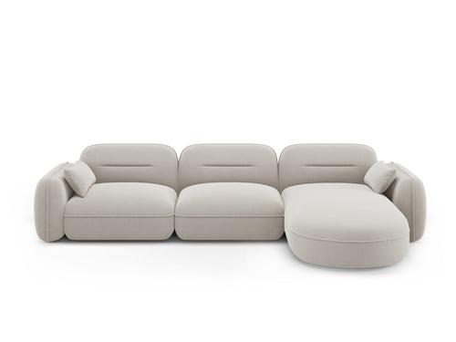 Cosmopolitan Design Modulaire hoekbank rechts Sydney 4-zits, flueel, lichtbeige - 165x320x70cm