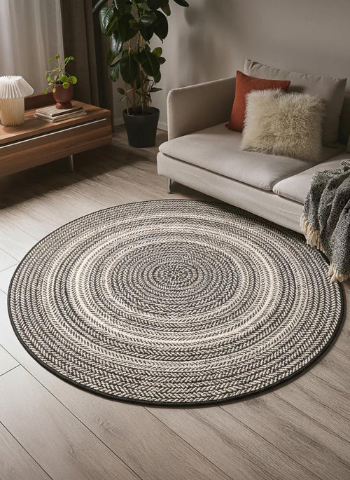benuta binnen- en buitenkleed Metro - zwart/wit - ø 120 cm