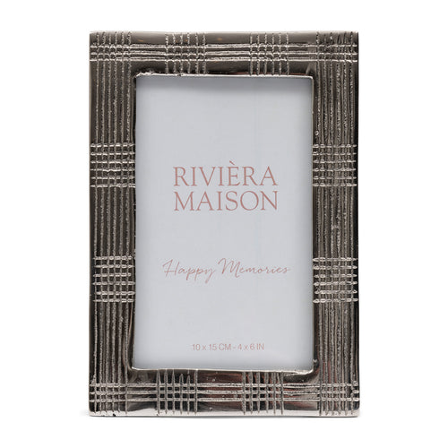 Rivièra Maison Tartan Photo Frame 10x15 - Aluminium, Glas, MDF - Zilver - vtwonen shop