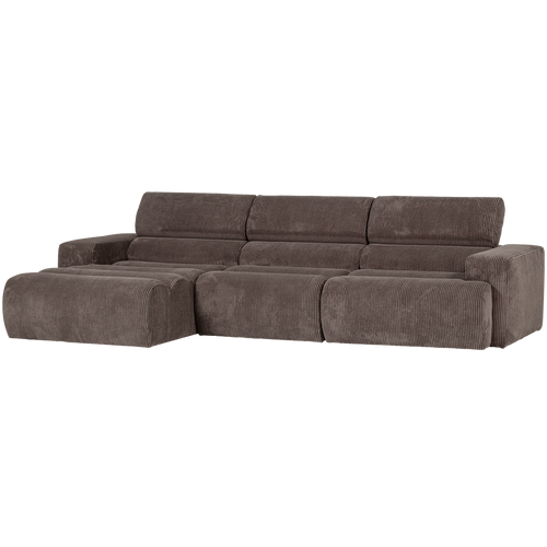WOOOD chaise longue bank links Novi - Ribstof - Grijsbruin - vtwonen shop