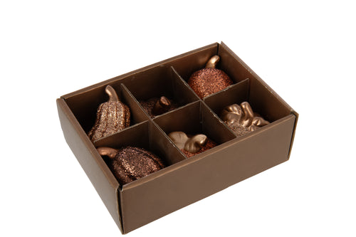 J-Line decoratie Pompoen - keramiek - mix - doos van 6 - vtwonen shop