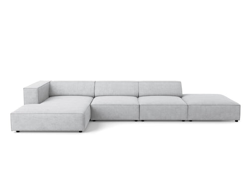 Cosmopolitan Design linker hoekbank Arendal 5-zits, chenille met ribbeleffect, lichtgrijs - 166x341x70cm