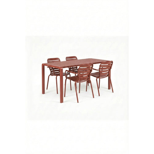 Zuiver Vondel Tuinset 4 personen - tuintafel + 4 stoelen met armleuning Rood
