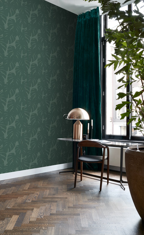 Origin Wallcoverings behang bladeren met geweven structuur zeegroen - 0,53 x 10,05 m - 347763 - vtwonen shop