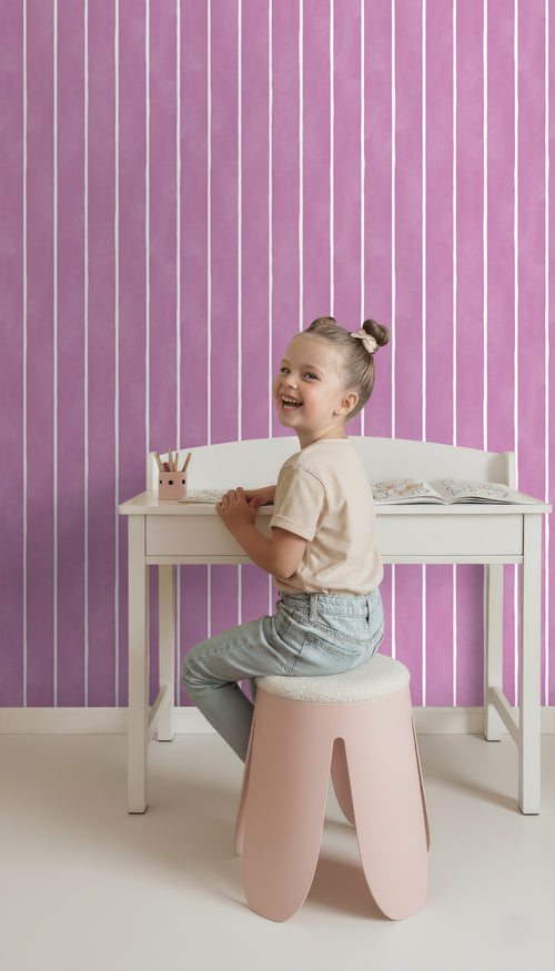ESTAhome behang strepen paars en wit - 50 x 900 cm - 131308