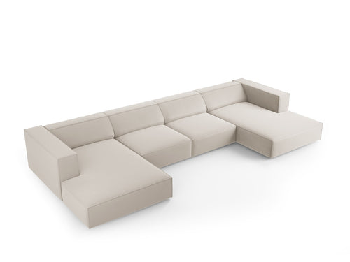 Cosmopolitan Design Panoramische bank Arendal 6-zits, flueel, ecru - 166x364x70cm