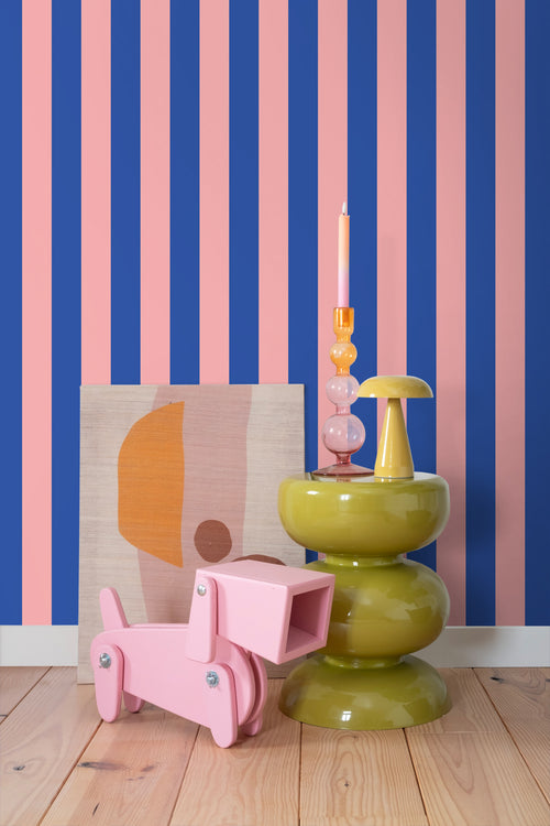 ESTAhome behang strepen licht roze en blauw - 53 cm x 10.05 m - 139907 - vtwonen shop