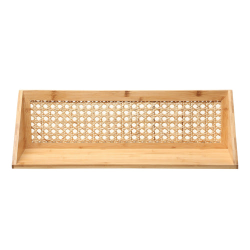 Calicosy - Wandplank van bamboe en natuurlijk rotan - 15x40x15 cm