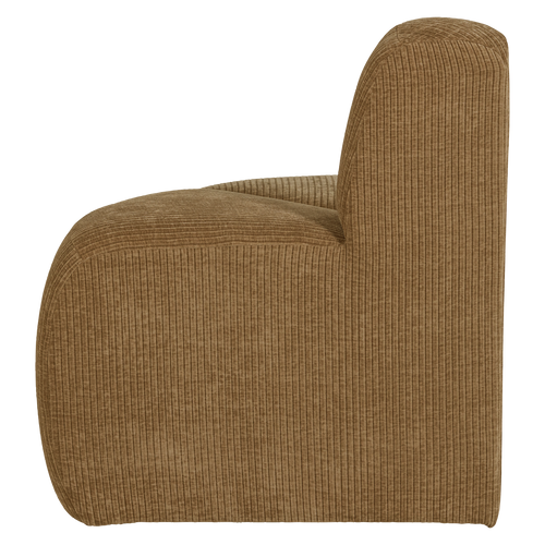 WOOOD eetbank hoek rond rugleuning Mojo - Ribstof - Honinggeel - 83x100x74