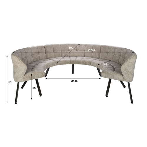 Hoyz Collection - eetkamerbank Rova - Beige - 190x245x81 cm