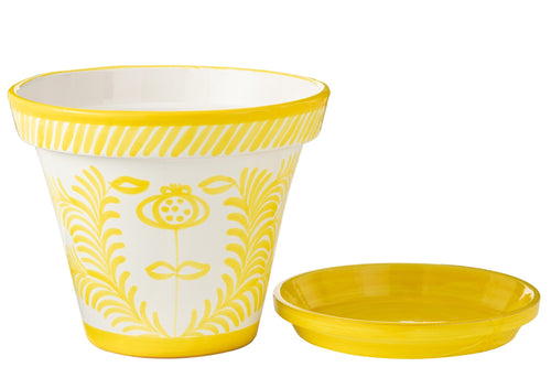 J-Line bloempot Granada Handmade + Painted - keramiek - geel - extra large -  Ø 50 cm