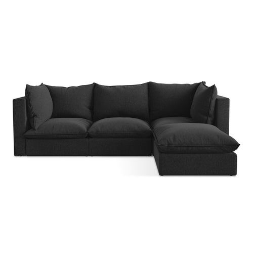 LaMiaSofa hoekbank rechts Ravenna - velours - zwart - 255x165x77