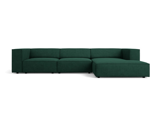 Cosmopolitan Design rechter hoekbank Arendal 4-zits, chenille met ribbeleffect, flessengroen - 166x284x70cm