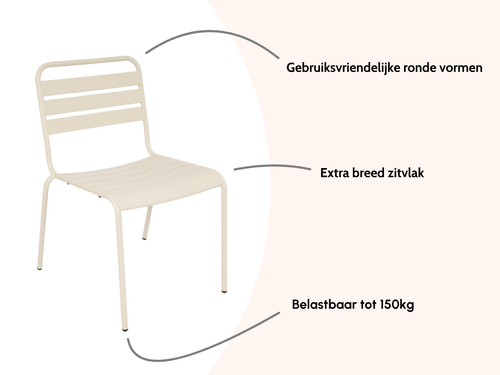 MaximaVida metalen tuinstoel Max XXL ivoor - doos per 2 stuks - vtwonen shop