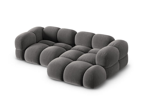 Cosmopolitan Design rechter hoekbank Loretto 3-zits, flueel grijs - 147x250x68cm