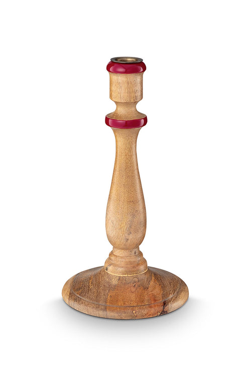 Pip Studio - Blooming Tales Natural Red - Houten Kandelaar - 13x25cm