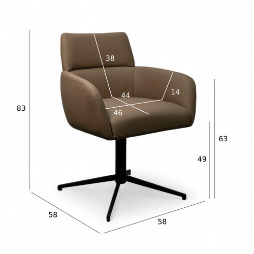 Furnhouse eetkamerstoelen armleuning Marco - Taupe - Leer - Set van 2
