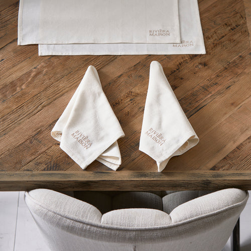 Rivièra Maison RM Classic Napkin white 2 pieces - Katoen - Wit - vtwonen shop