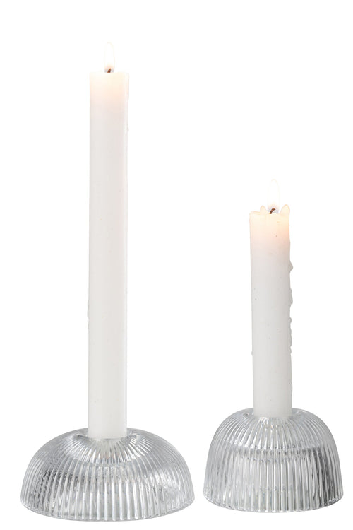 J-Line kaarshouder canele - glas - transparant - 2 stuks