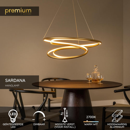 Lucide hanglamp SARDANA - Geïntegreerde LED - Mat Goud / Messing
