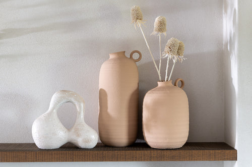 J-Line vaas Cassia - keramiek - beige - large - 38 cm hoog