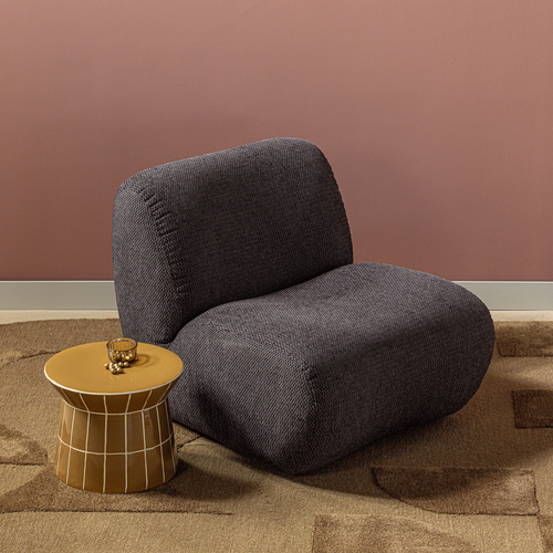 WOOOD fauteuil craquelé Nomu - Chenille - Antraciet - 74x76x92