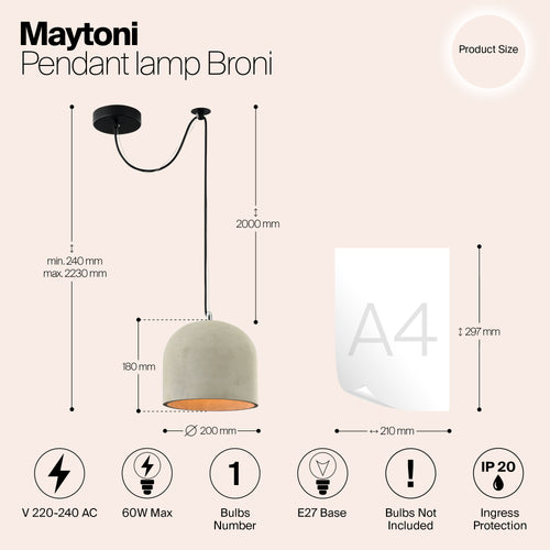 Maytoni - Hanglamp Broni - Zwart - Ø20 - vtwonen shop