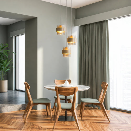 Searchlight hanglamp Royal - 3 lichts - 42  x 120   cm - zandkleur amber