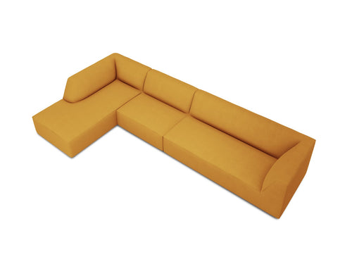 Micadoni linker hoekbank Ruby 5-zits, structurele stof, geel - 180x366x69cm