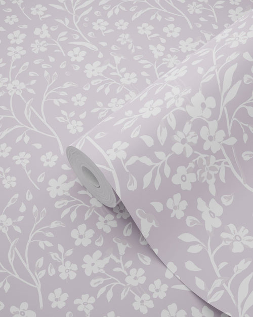 ESTAhome behang bloemetjes lila paars - 53 cm x 10.05 m - 139883