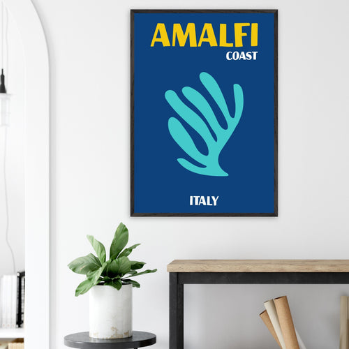Artfulprints Poster met Lijst Italië - Amalfi   - 30x40 cm - Blauw