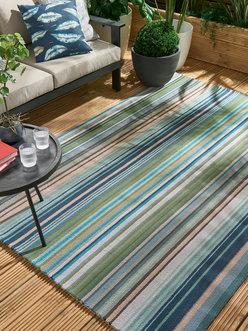 Vloerkleed Harlequin Spectro Stripes-Emerald/Marine/Rust outdoor 200x280 cm - vtwonen shop