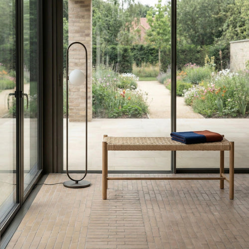 Furnhouse bankje Shine - Natuurlijk eikenhout - Papiergaren - 36x90x45