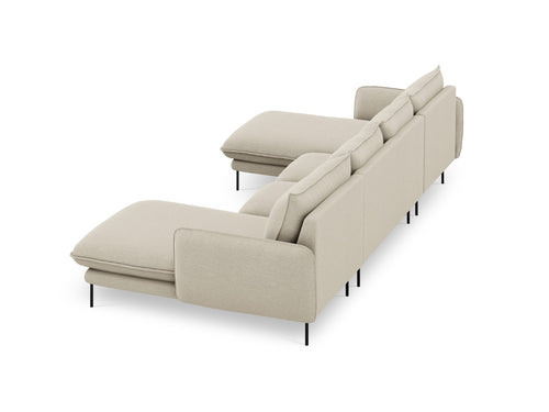 Cosmopolitan Design Panoramische bank Vienna 6-zits, structurele stof, beige - 170x350x95cm