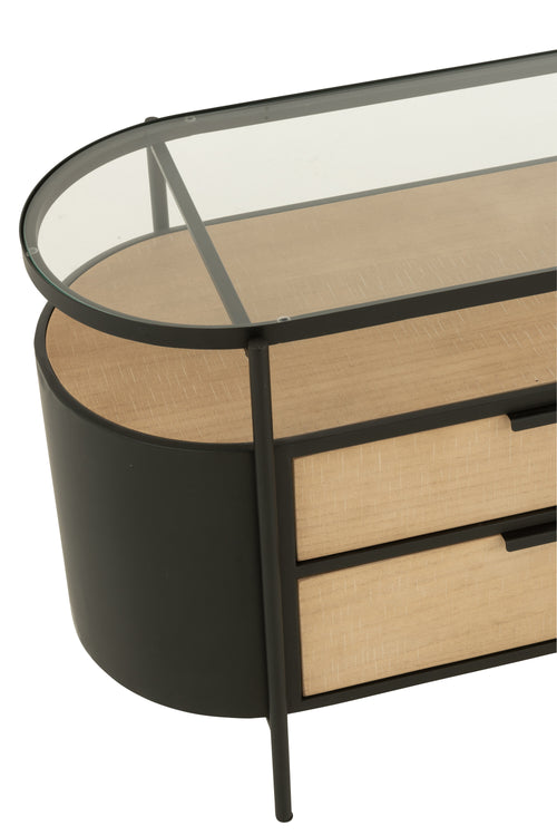 J-Line kast Ivy - ijzer - naturel/zwart
