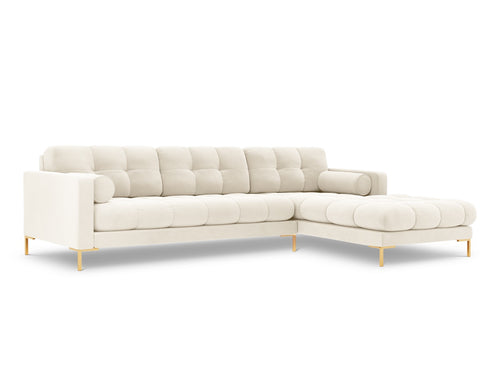 Cosmopolitan Design rechter hoekbank Bali 5-zits, flueel, lichtbeige - 185x293x75cm