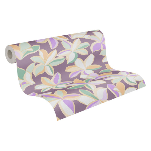 Livingwalls behang bloemmotief , oranje, groen, wit en goud - 53 cm x 10.05 m - AS-389082 - vtwonen shop