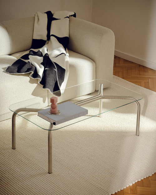 noo.ma Uku salontafel 84,2 x 84,2 x 8,7 cm - glas en geborsteld staal