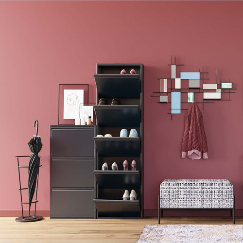 Kare Design Schoenenkast Caruso - antraciet - 3 laden - vtwonen shop