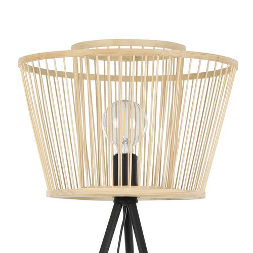 EGLO vloerlamp Hykeham - e27 - 129,5 cm - zwart/hout - vtwonen shop