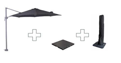 Zweefparasol Hawaii S - met voet en hoes - Zwart - 300 cm - vtwonen shop