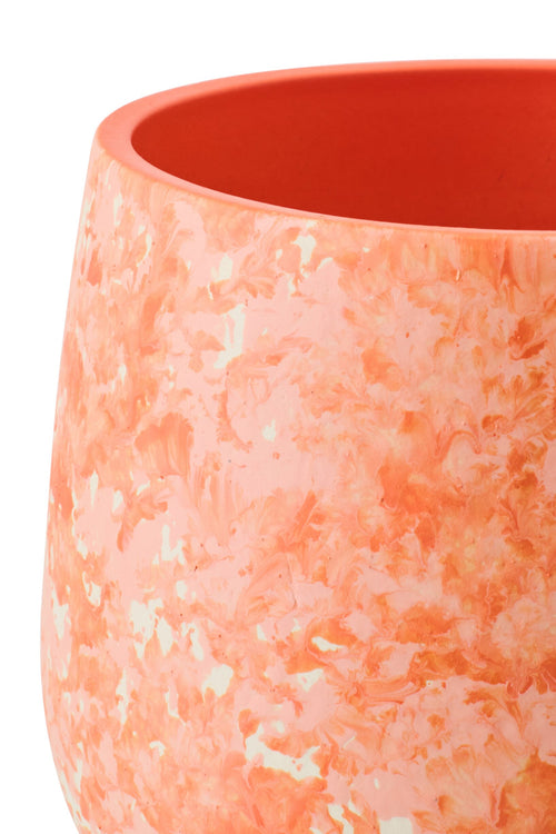 J-Line bloempot - keramiek - oranje/wit - small
