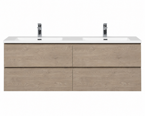 Badplaats Badkamermeubel Set Angela 160 x 48 cm – Kastanje Eiken – Badmeubel met Wastafel